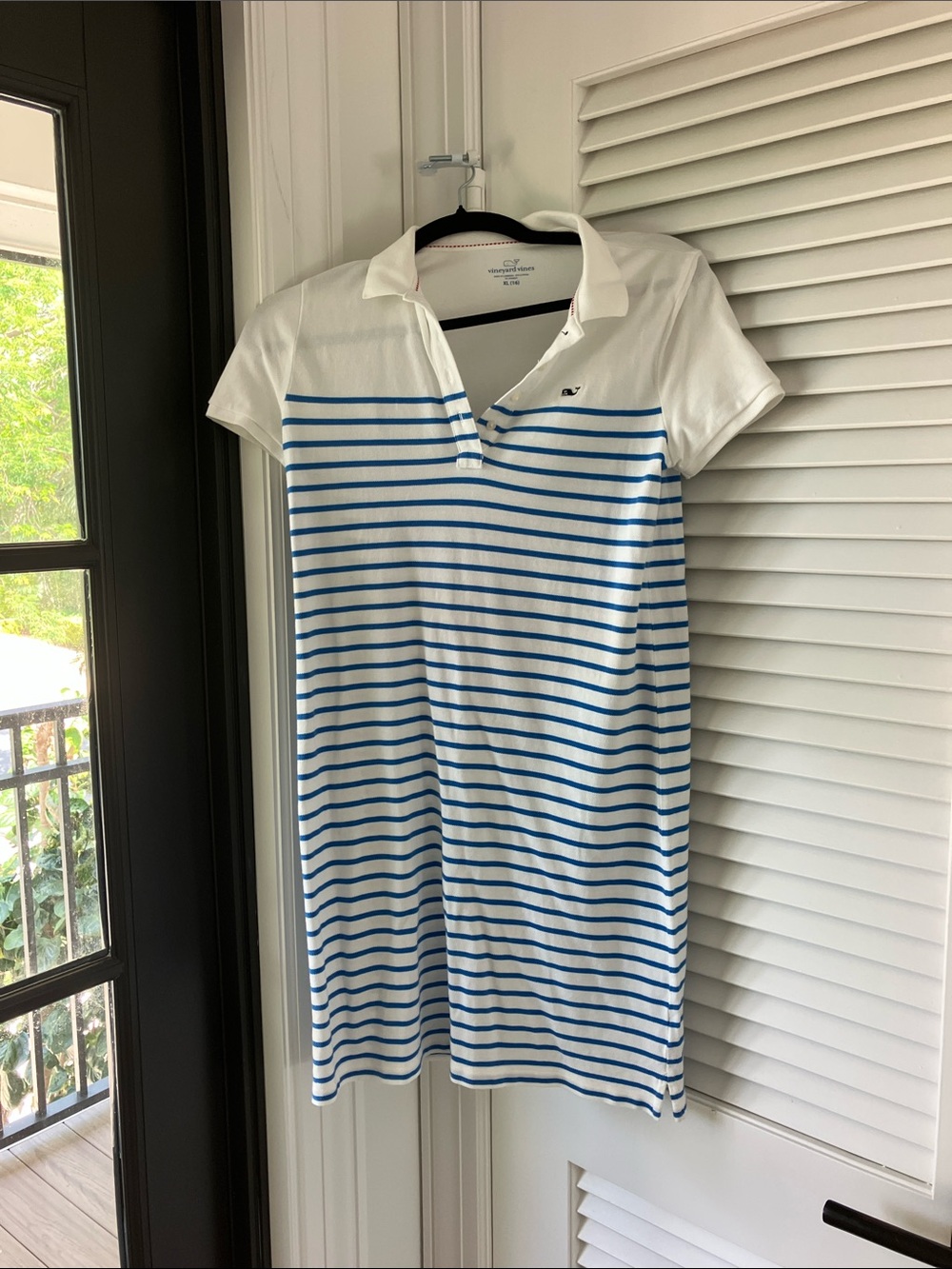 Vineyard Vines White Polo Dress with Blue Stripes